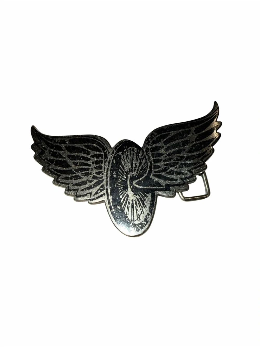 Men's Black Winged Wheel Metal Belt Buckle